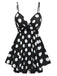 Costumi intero a pois spalline sottili nero anni '50