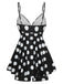 Costumi intero a pois spalline sottili nero anni '50