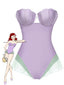 Costumi intero a fascia a sirena viola anni '70