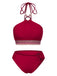 Set bikini stile principessa con perline rosso anni '70