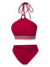 Set bikini stile principessa con perline rosso anni '70