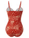 Costumi intero stampa Paisley cava spalline rosso anni '70