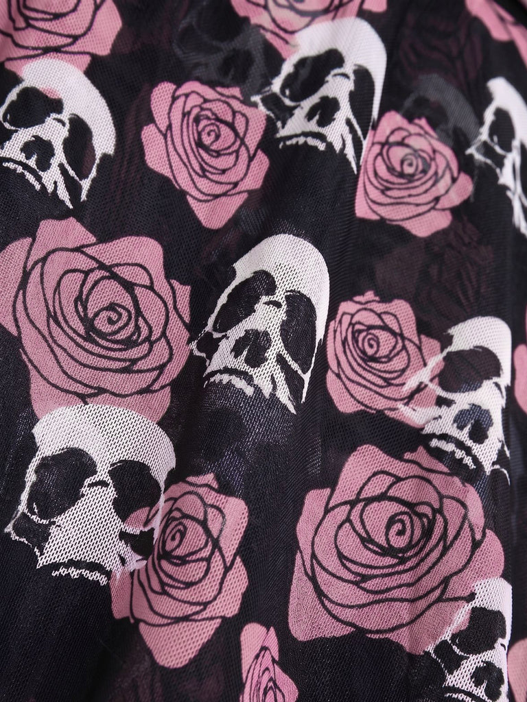 Costumi gonna teschio e rosa gotico nero e rosso anni '80