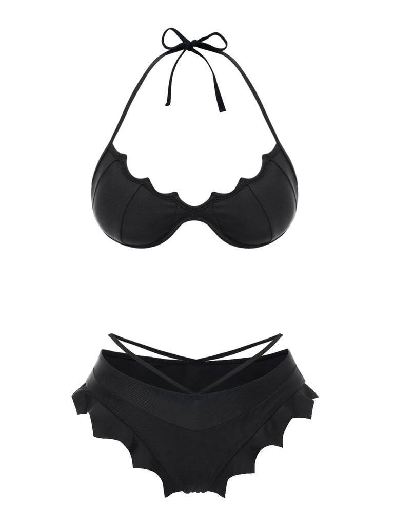 [Prevendita] Set bikini gotico con ali di pipistrello viola anni '80