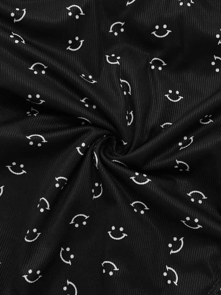 Costumi intero stampa a sorriso volant spalline sottili nero anni '30