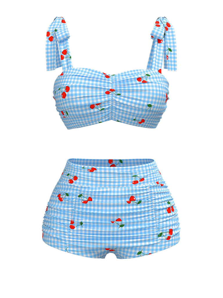 CostumI con lacci a quadri ciliegia blu anni '50