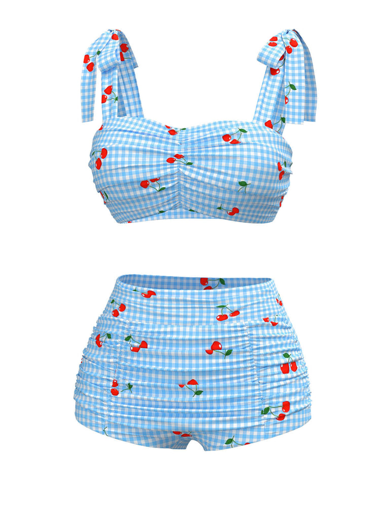 CostumI con lacci a quadri ciliegia blu anni '50