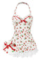 [Prevendita] Costumi intero in pizzo e fragola con fiocco anni '50
