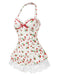 [Prevendita] Costumi intero in pizzo e fragola con fiocco anni '50