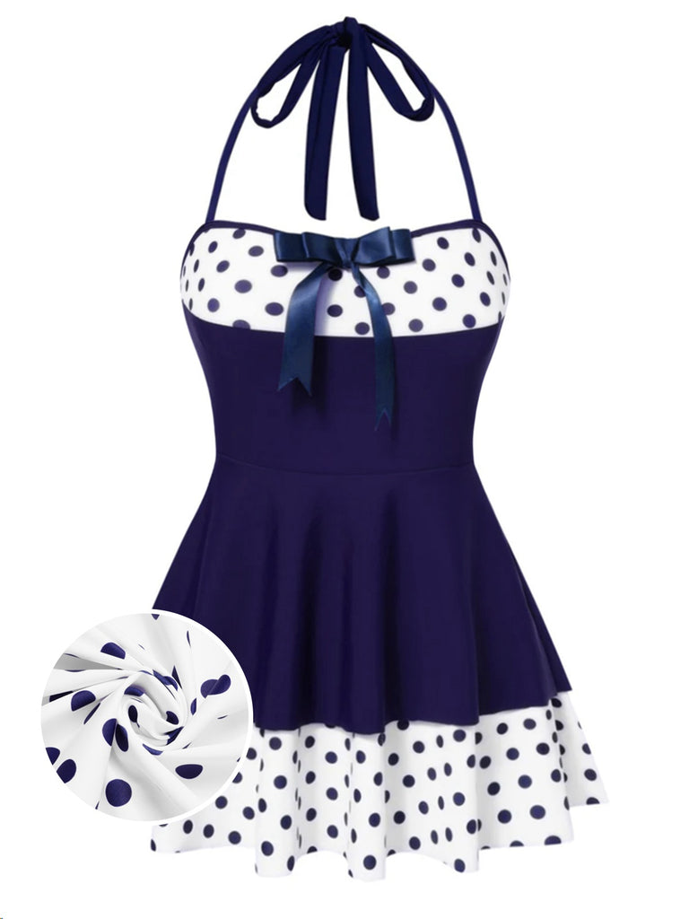 [Prevendita] Costumi intero a pois con scollo all'americana rosso anni '40