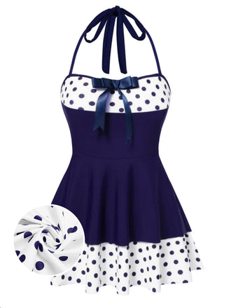 [Prevendita] Costumi intero a pois con scollo all'americana rosso anni '40