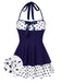 [Prevendita] Costumi intero a pois con scollo all'americana rosso anni '40