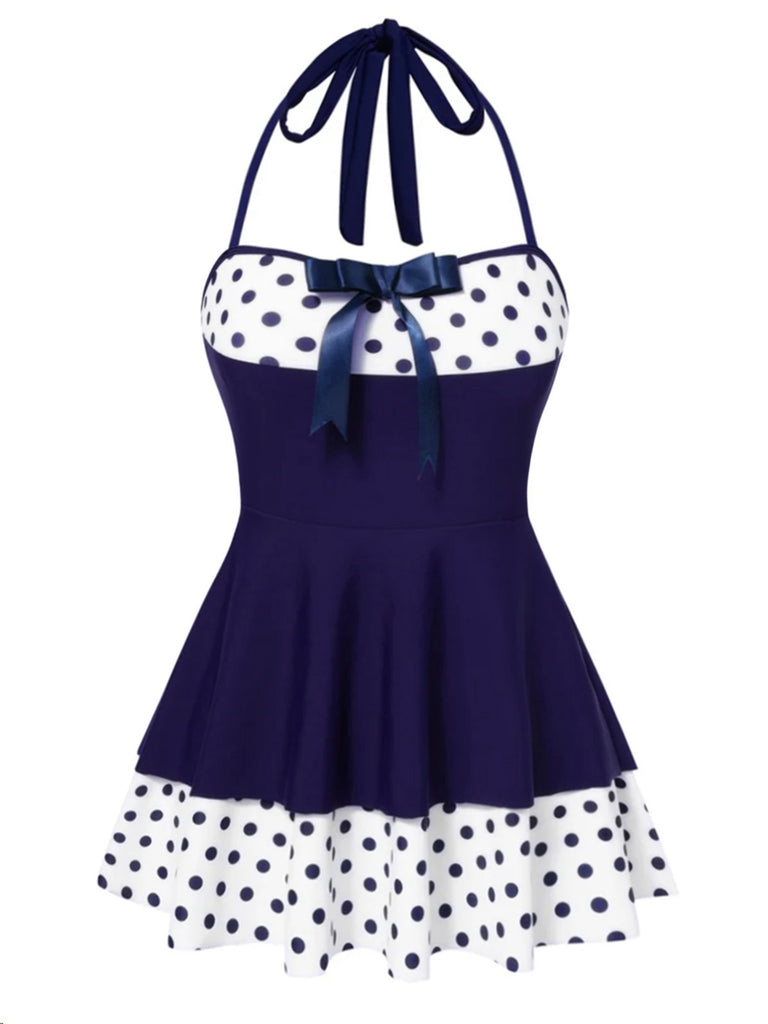 [Prevendita] Costumi intero a pois con scollo all'americana rosso anni '40