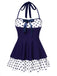 [Prevendita] Costumi intero a pois con scollo all'americana rosso anni '40
