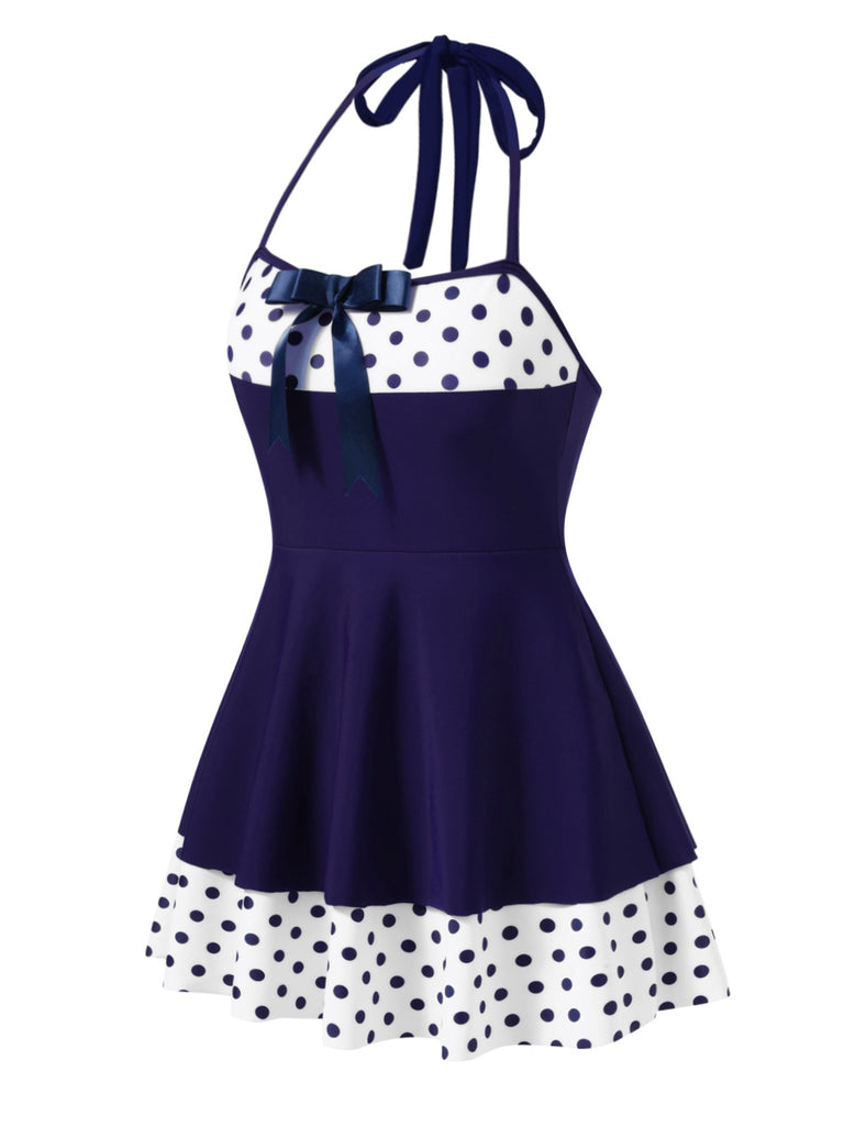 [Prevendita] Costumi intero a pois con scollo all'americana rosso anni '40