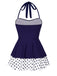 [Pre-Vendita] Costume con Gonna Marrone a Pois Patchwork Halter Anni '40 5