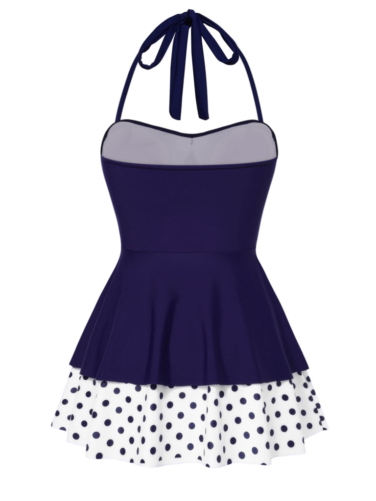 [Prevendita] Costumi intero a pois con scollo all'americana rosso anni '40