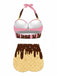 Bikini cono gelato con scollo all'americanae bianco anni '70