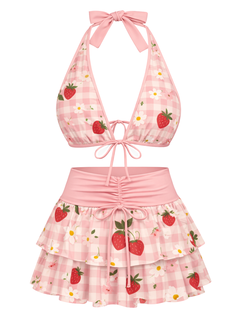 [Prevendita] Set Bikini Giallo Anni '60 a Pois con Scollo All'americana