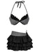 2PCS Bikini a righe e copricostume a balze rosa anni '60
