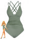 Set tankini con scollo a V profondo e schiena incrociata anni '40
