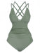 Set tankini con scollo a V profondo e schiena incrociata anni '40