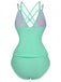 Set tankini con scollo a V profondo e schiena incrociata anni '40