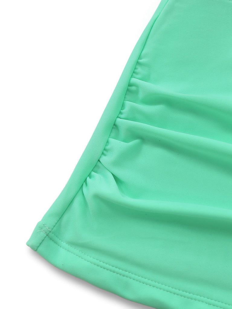 Set tankini con scollo a V profondo e schiena incrociata anni '40
