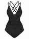 Set tankini con scollo a V profondo e schiena incrociata anni '40
