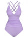 Set tankini con scollo a V profondo e schiena incrociata anni '40