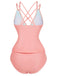 Set tankini con scollo a V profondo e schiena incrociata anni '40