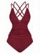 Set tankini con scollo a V profondo e schiena incrociata anni '40