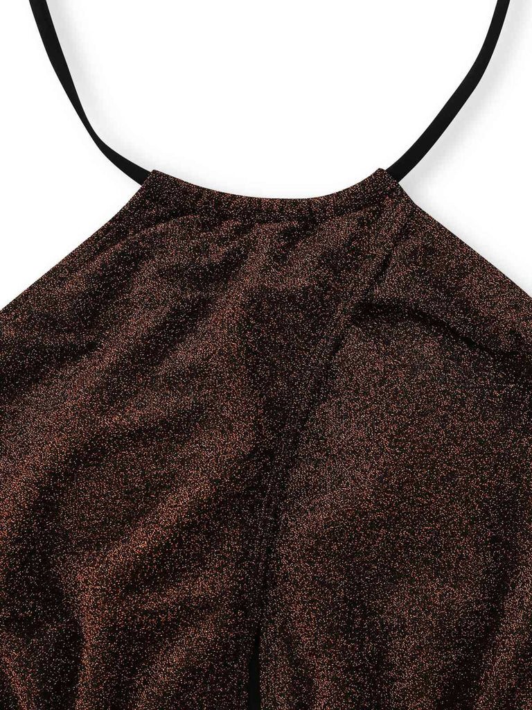 Costumi intero con fiocco e scollo all'americana glitterato anni '40