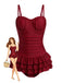 Costumi intero con volant rosso anni '50