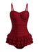 Costumi intero con volant rosso anni '50