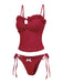 Tankini rosso anni '60 con volant e ricami