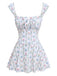 Costumi bianco anni '70 floreale a volant e scollo quadrato