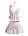 Costume da Bagno Halter con Paillettes 3D Floreale Buckle-Detail Anni '80