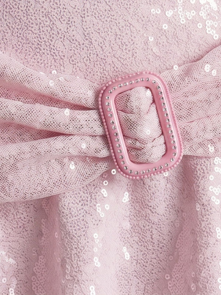 Costume da Bagno Halter con Paillettes 3D Floreale Buckle-Detail Anni '80 4