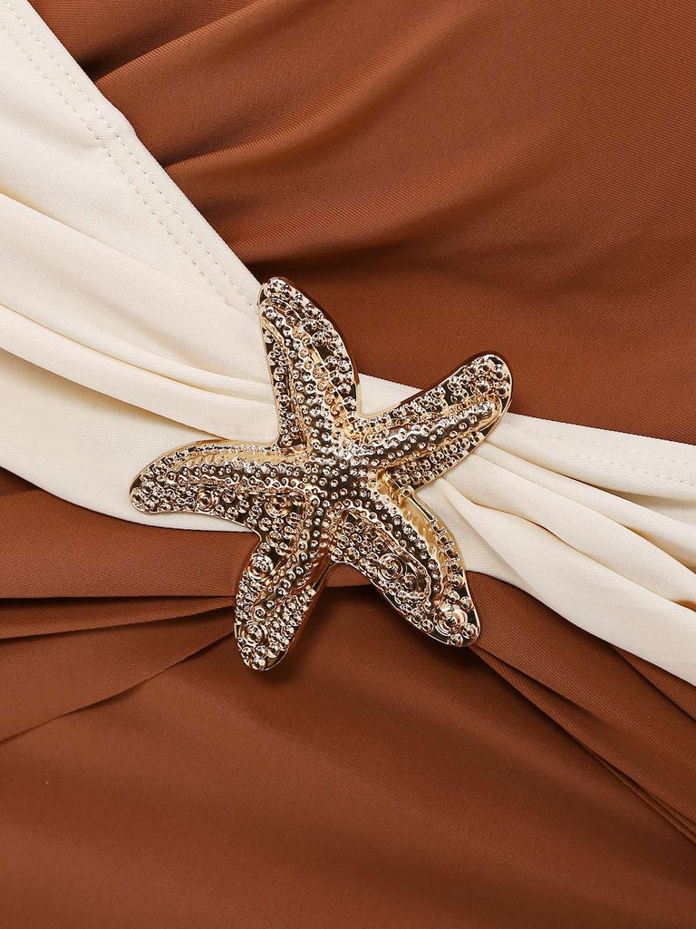 Costumi intero anni '50 stella marina con scollo a V