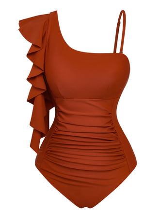 Costume Intero con Scollo Asimmetrico e Volant Anni '40 2