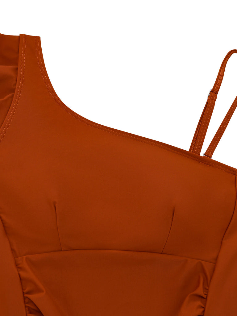 Costume Intero con Scollo Asimmetrico e Volant Anni '40 4
