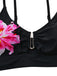 Set Tankini Nero a Fiori con Fibbia in Metallo Anni '40 4