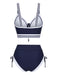 Bikini a righe stile nautico con lacci blu anni '40