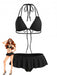 Set Bikini Nero con Volant con Allacciatura a Pois Anni '50