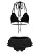 Set Bikini Nero con Volant con Allacciatura a Pois Anni '50 3