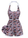 [Pre-Vendita] Costume Intero Marrone Halter Leopardato con Patchwork Anni '50