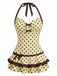 [Prevendita] Costumi intero giallo anni '40 a pois con scollo all'americana