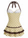 [Prevendita] Costumi intero giallo anni '40 a pois con scollo all'americana