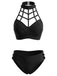 [Prevendita] Costume da Bagno a Gabbia Halter Gotico con Cut-Out - Nero Anni '70 2